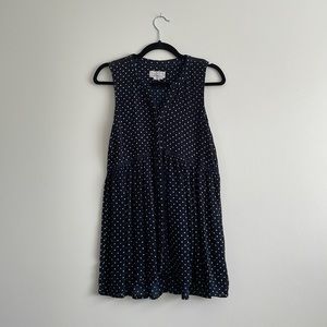 Anthropologie Women’s Black and White Dot Long Button Down Tank Medium